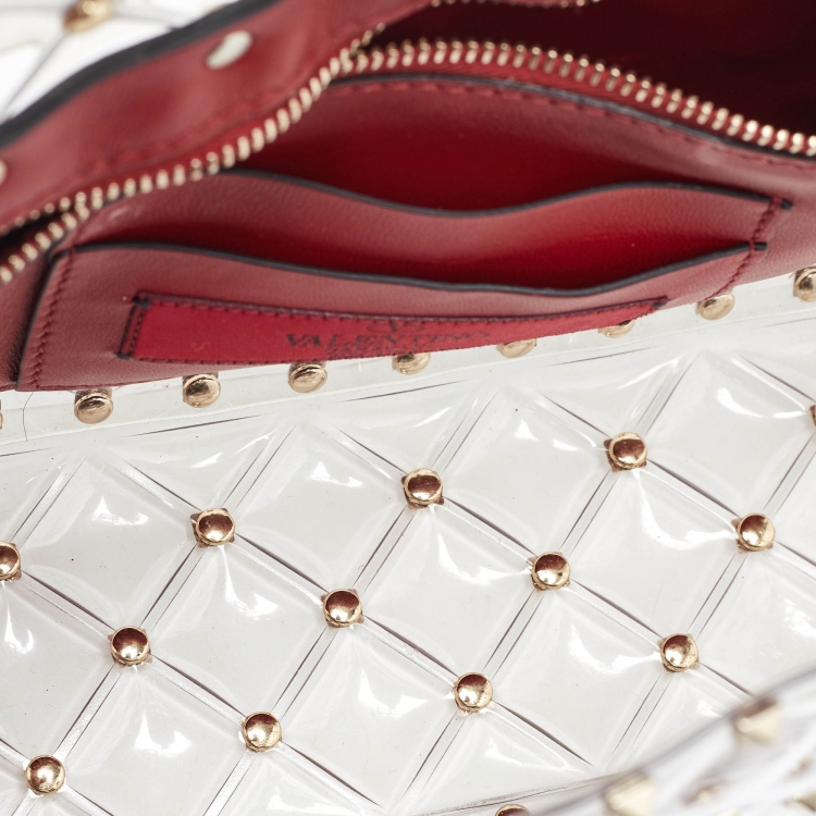 Pre Owned Valentino Transparent PVC Rockstud Spike Top Handle Bag
