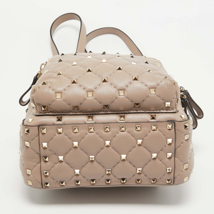 Pre Owned Valentino Old Rose Quilted Leather Rockstud Spike Backpack