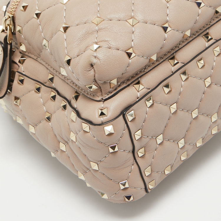 Pre Owned Valentino Old Rose Quilted Leather Rockstud Spike Backpack