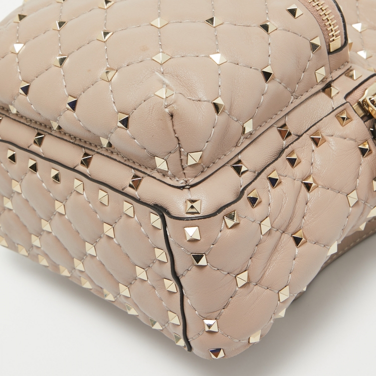 Pre Owned Valentino Old Rose Quilted Leather Rockstud Spike Backpack