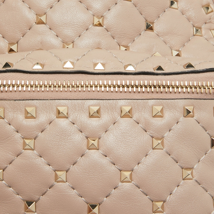 Pre Owned Valentino Old Rose Quilted Leather Rockstud Spike Backpack
