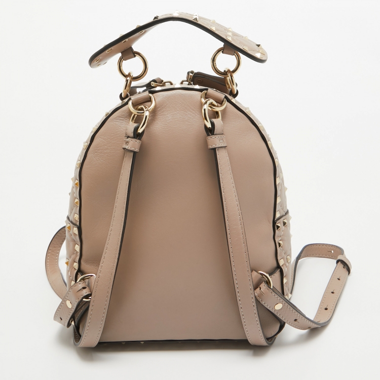 Pre Owned Valentino Old Rose Quilted Leather Rockstud Spike Backpack