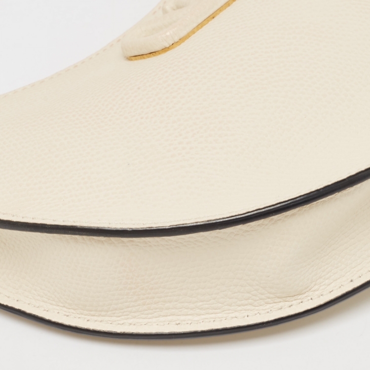 Pre Owned Valentino Off White Leather Mini VLogo Hobo