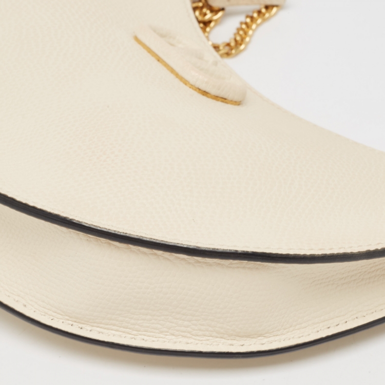 Pre Owned Valentino Off White Leather Mini VLogo Hobo