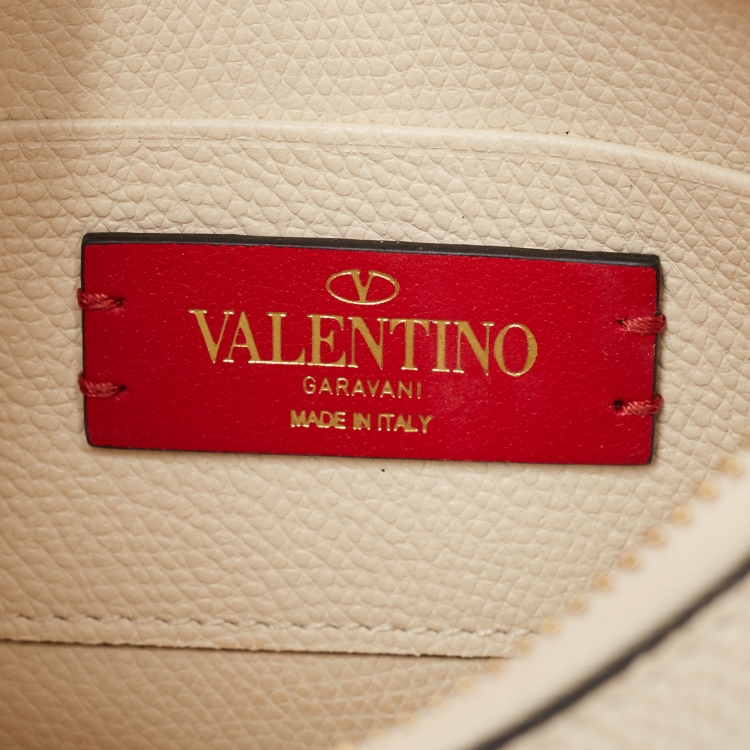 Pre Owned Valentino Off White Leather Mini VLogo Hobo