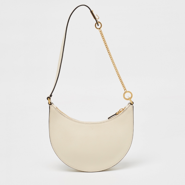 Pre Owned Valentino Off White Leather Mini VLogo Hobo