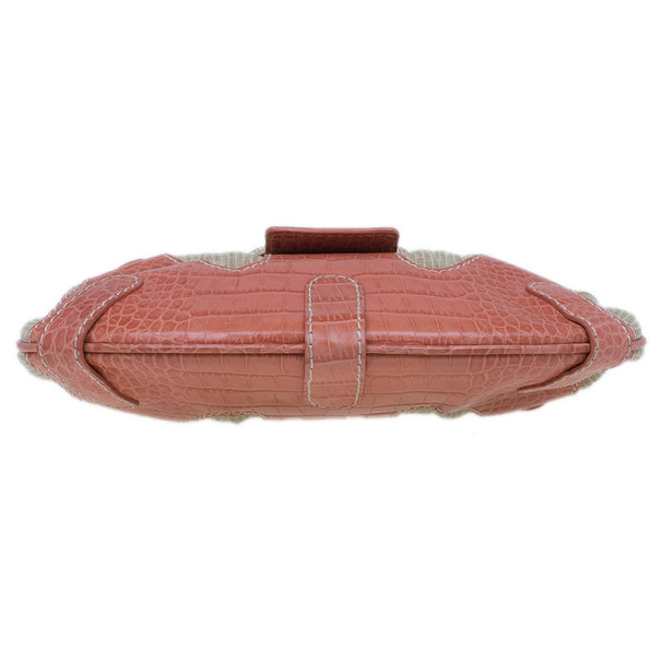 Pre Owned Valentino Pink Fabric and Leather Small Catch Hobo