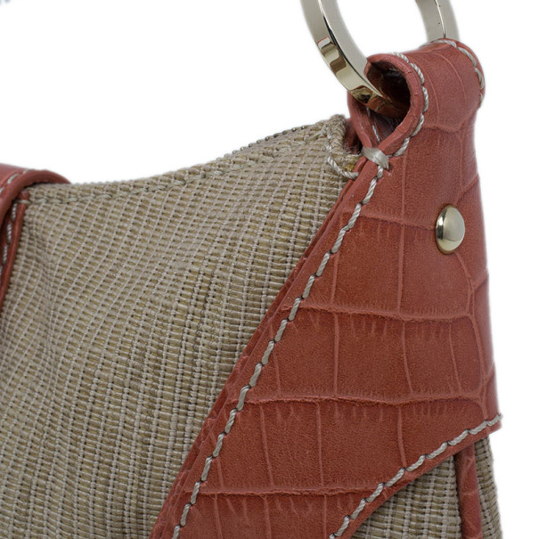 Pre Owned Valentino Pink Fabric and Leather Small Catch Hobo