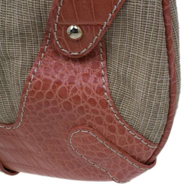 Pre Owned Valentino Pink Fabric and Leather Small Catch Hobo