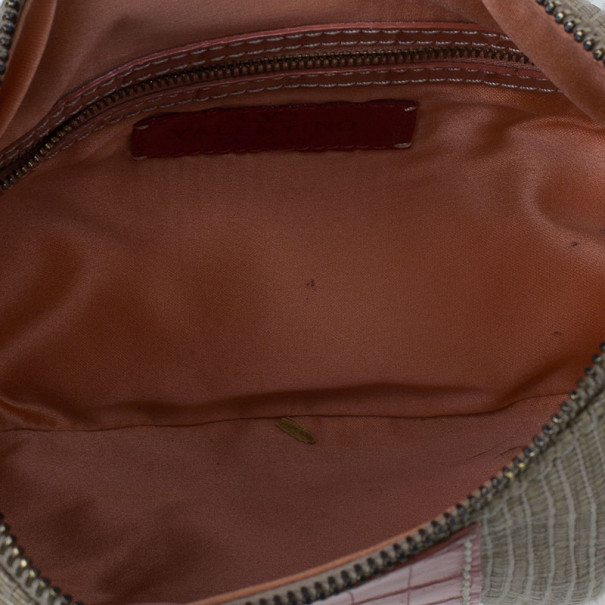 Pre Owned Valentino Pink Fabric and Leather Small Catch Hobo