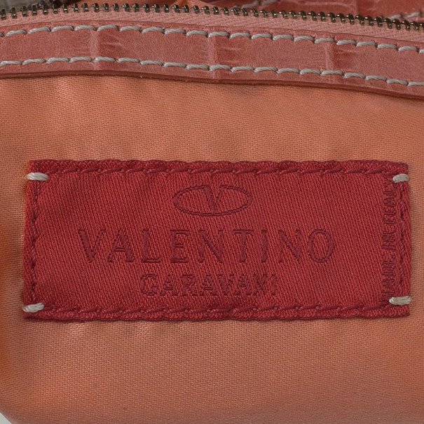 Pre Owned Valentino Pink Fabric and Leather Small Catch Hobo