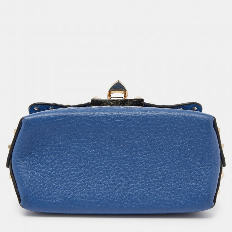 Pre Owned Valentino Blue Leather Mini Rockstud Crossbody Bag
