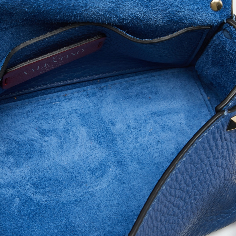 Pre Owned Valentino Blue Leather Mini Rockstud Crossbody Bag