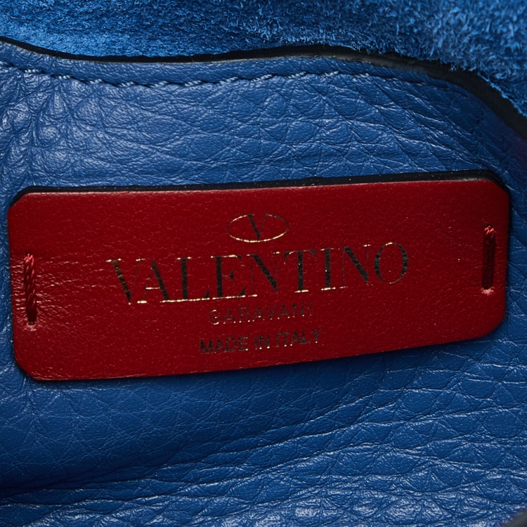 Pre Owned Valentino Blue Leather Mini Rockstud Crossbody Bag