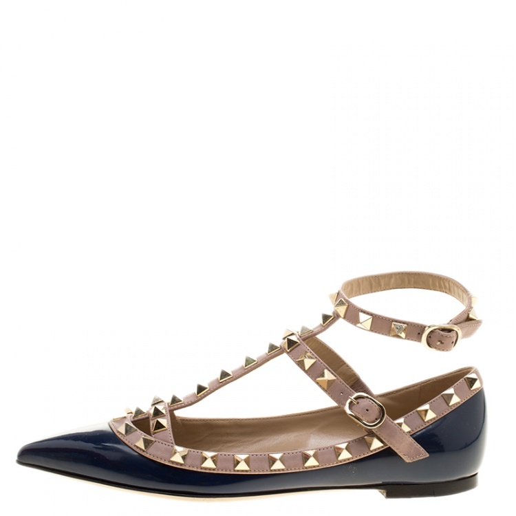 valentino rockstud flats blue