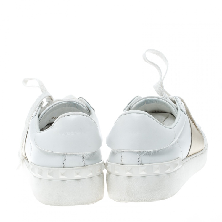Pre Owned Valentino Two Tone Leather Open Sneakers Size 37