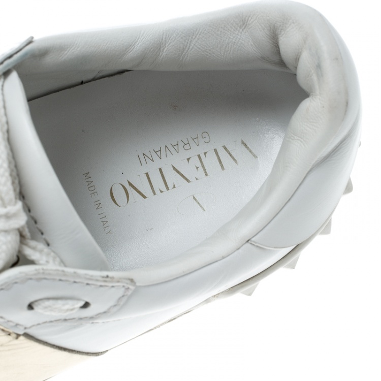 Pre Owned Valentino Two Tone Leather Open Sneakers Size 37