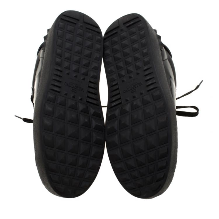 مملوكة مسبقًا Valentino Black Leather Open Sneakers Size 37.5