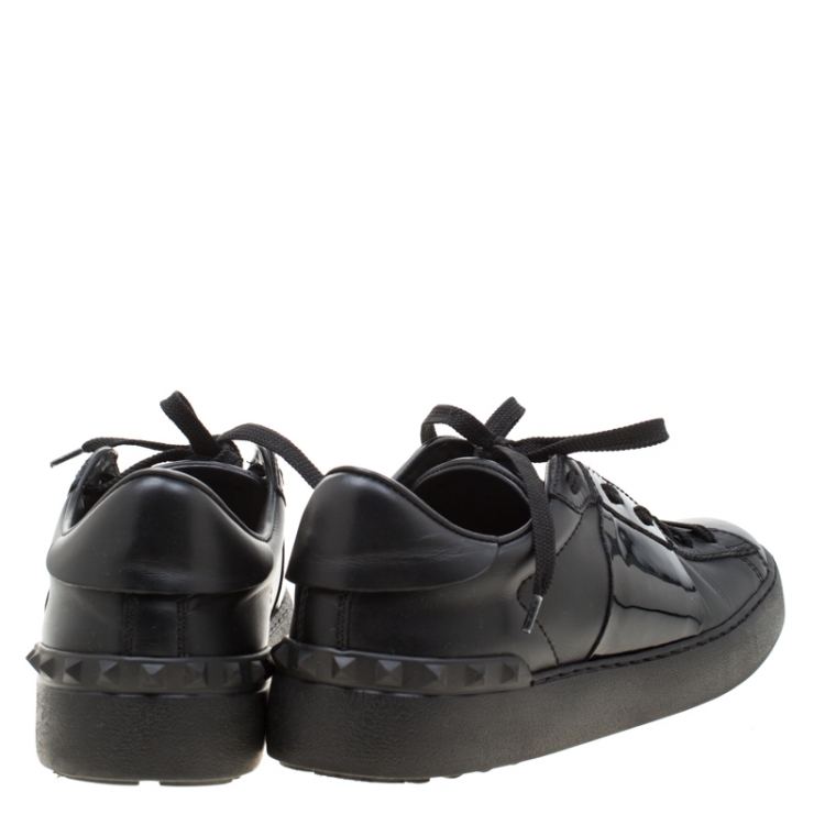 مملوكة مسبقًا Valentino Black Leather Open Sneakers Size 37.5