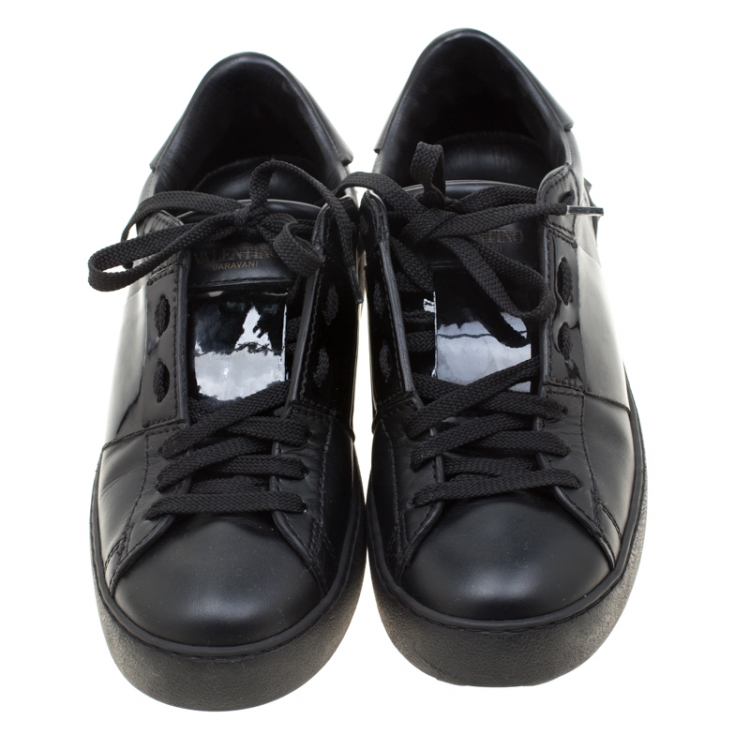 مملوكة مسبقًا Valentino Black Leather Open Sneakers Size 37.5