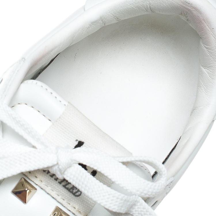 Pre Owned Valentino White Leather Rockstud Untitled Low Top Sneakers Size 36