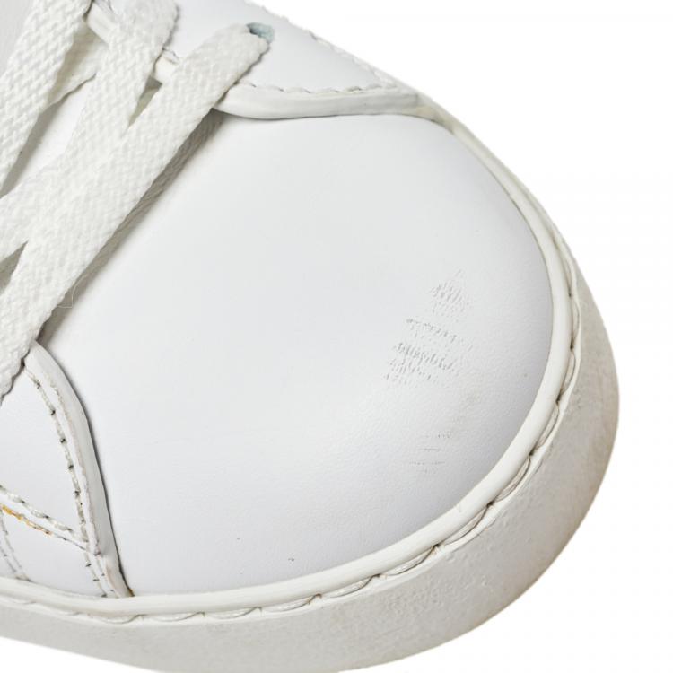 Pre Owned Valentino White Leather Open Rockstud  Sneakers Size 36