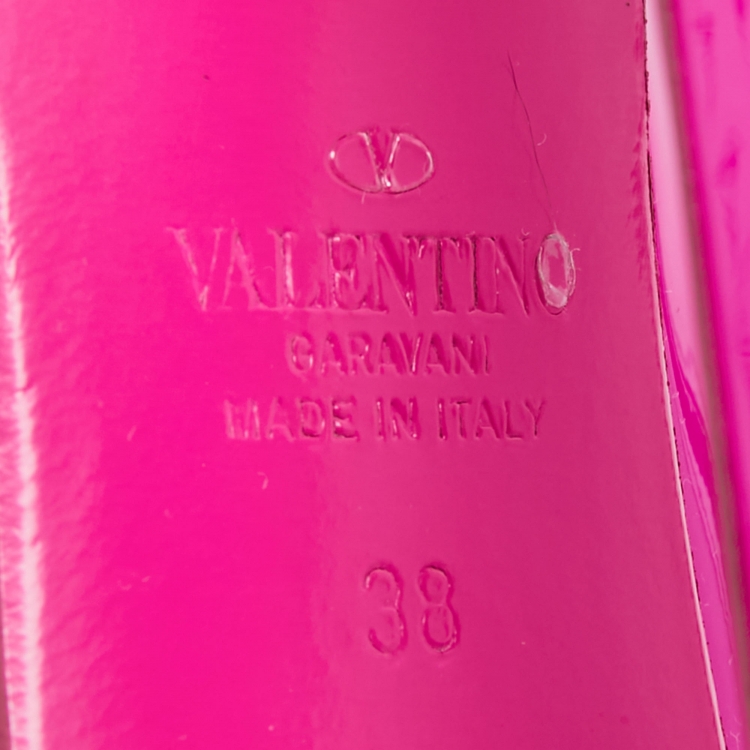Pre Owned Valentino Pink Patent Leather Discobox Platform Pumps Size 38