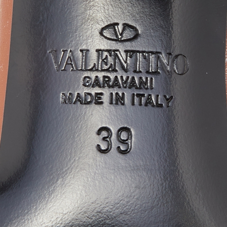 Pre Owned Valentino Brown Leather Rope Braided Slide Sandals Size 39