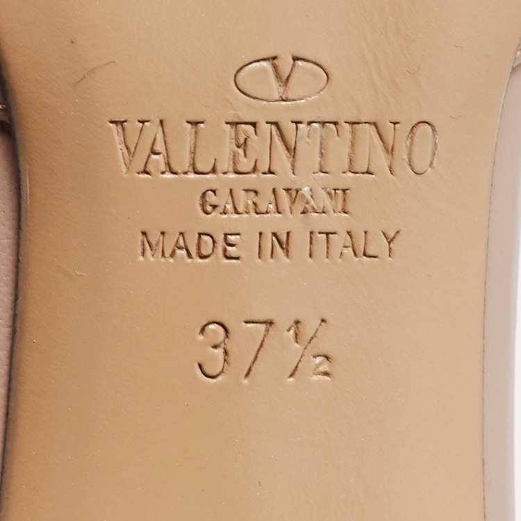 Pre Owned Valentino Red/Beige Patent and Leather Rockstud Pumps Size 37.5