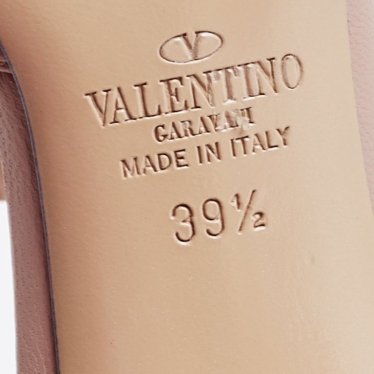 Pre Owned Valentino Light Blue/Pink Patent and Leather Rockstud Ankle Strap Pumps Size 39.5