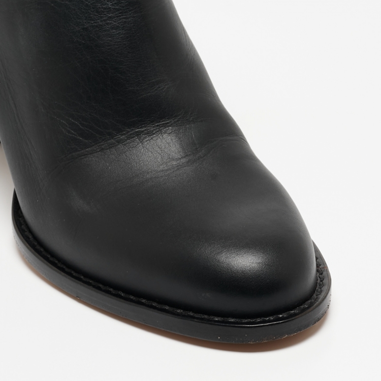 Pre Owned Valentino Black Leather Rockstud Ankle Boots Size 41