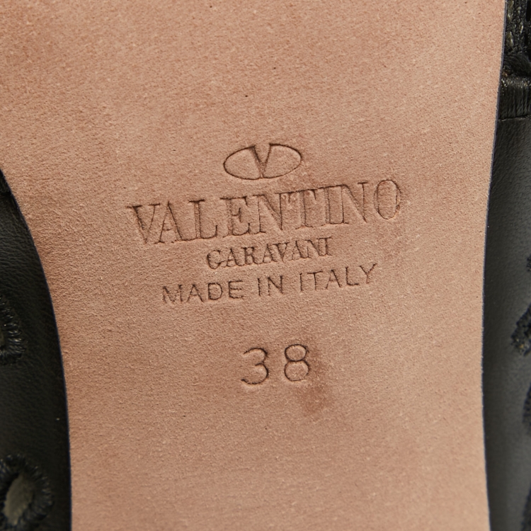 Pre Owned Valentino Black Leather and Lace Fusion Ankle Booties Size 38