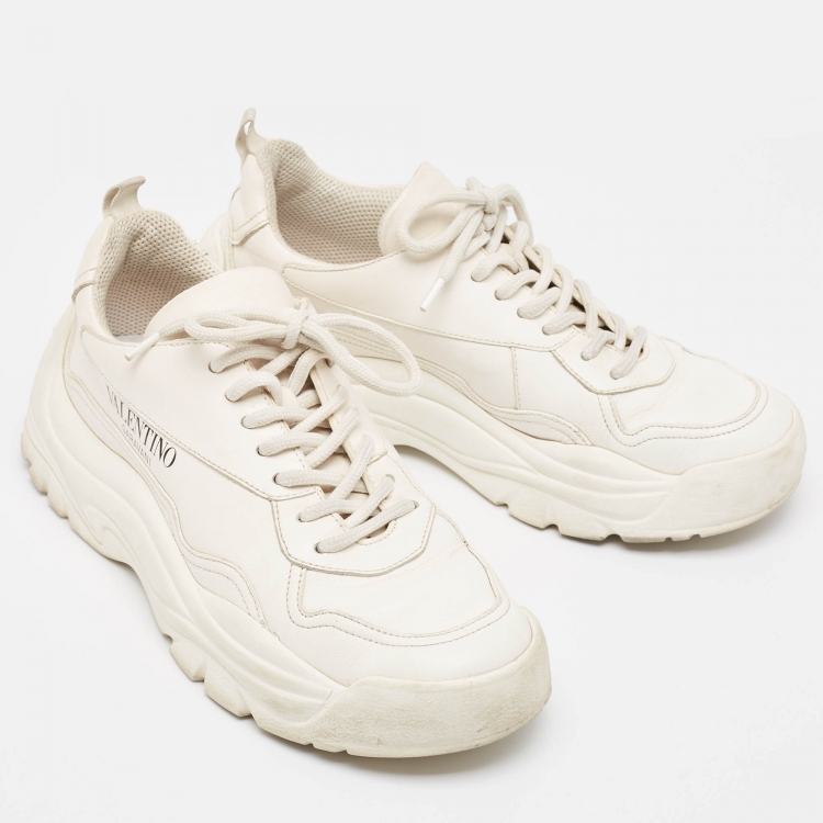 Pre Owned Valentino White Leather Gumboy Sneakers Size 38