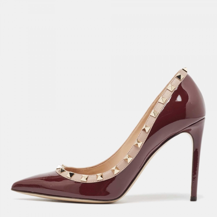 Valentino Burgundy Rockstud Shoes Valentino Burgundy Rockstud
