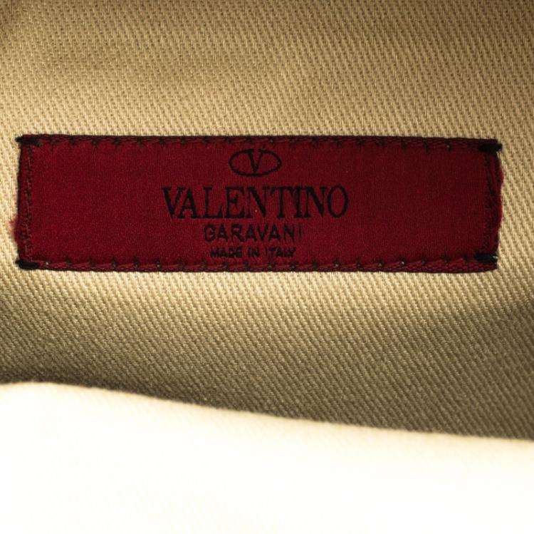 Pre Owned Valentino Olive Green Leather Medium Rockstud Backpack
