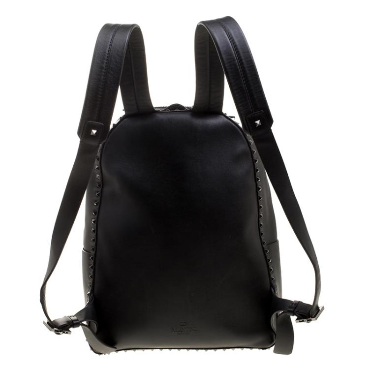 Pre Owned Valentino Black Leather Rockstud Backpack