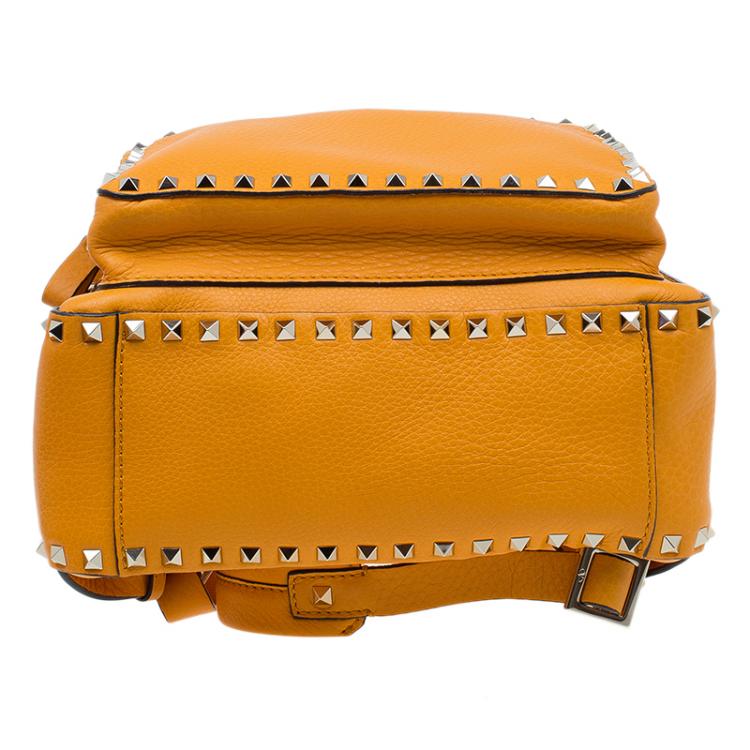 Pre Owned Valentino Yellow Leather Medium Rockstud Backpack