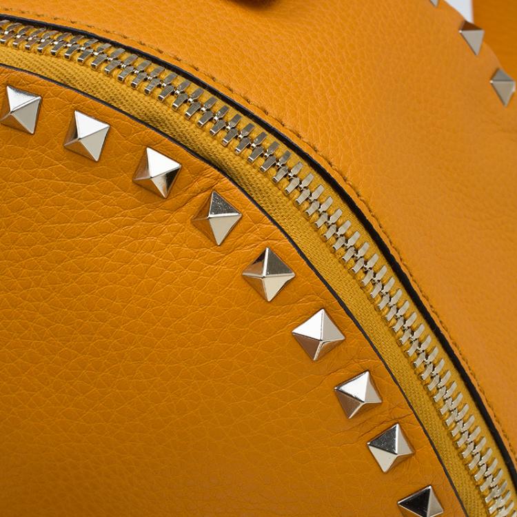 Pre Owned Valentino Yellow Leather Medium Rockstud Backpack