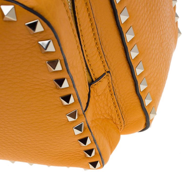Pre Owned Valentino Yellow Leather Medium Rockstud Backpack
