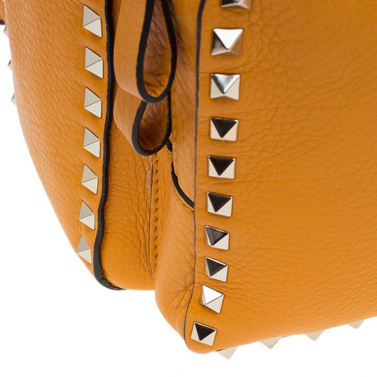 Pre Owned Valentino Yellow Leather Medium Rockstud Backpack