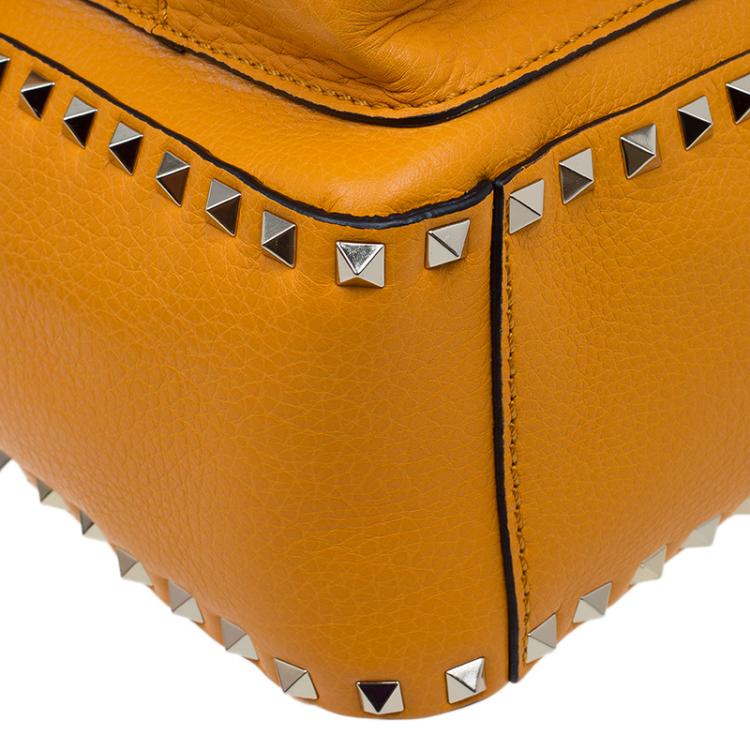 Pre Owned Valentino Yellow Leather Medium Rockstud Backpack