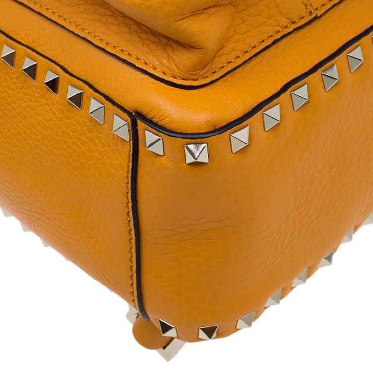 Pre Owned Valentino Yellow Leather Medium Rockstud Backpack