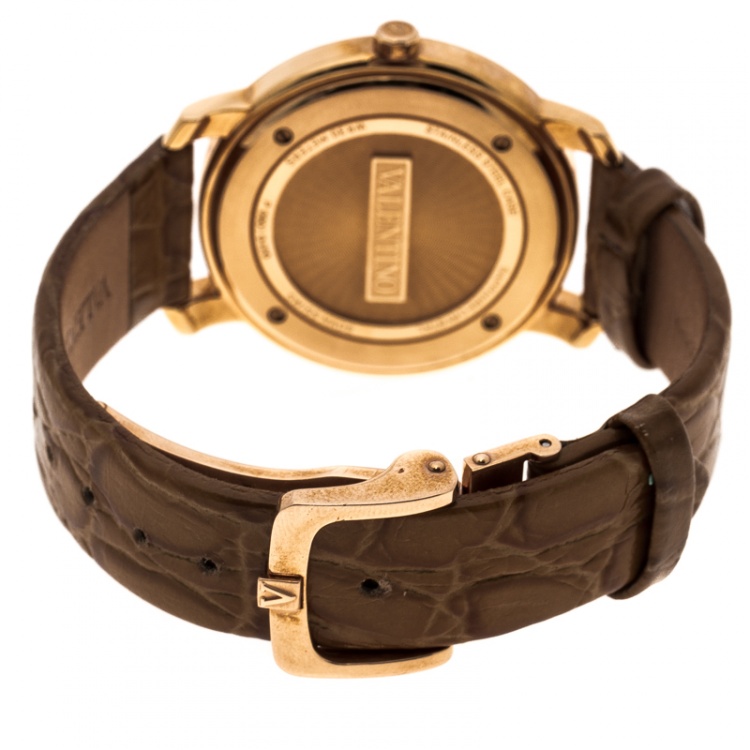 Pre Owned Valentino Metallic Grey Rose Gold Plated Histoire Women's Wristwatch 37 mm