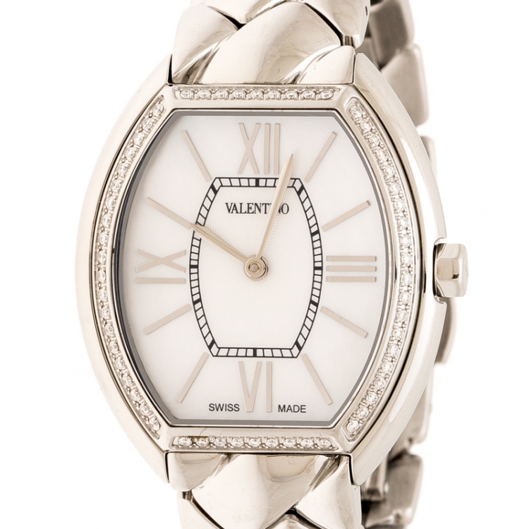 Pre Owned Valentino Mother of Pearl Stainless Steel Liaison V48 Women's Wristwatch 32 mm
