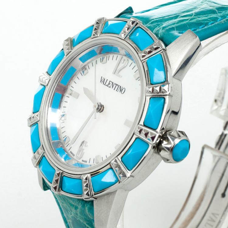 Pre Owned Valentino Sapphire Crystal Womens Wristwatch 38 MM