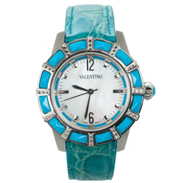 Pre Owned Valentino Sapphire Crystal Womens Wristwatch 38 MM