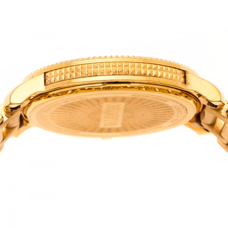 Pre Owned Valentino Black Rose Gold Plated Stainless Steel V56 Women's Wristwatch 36 mm
