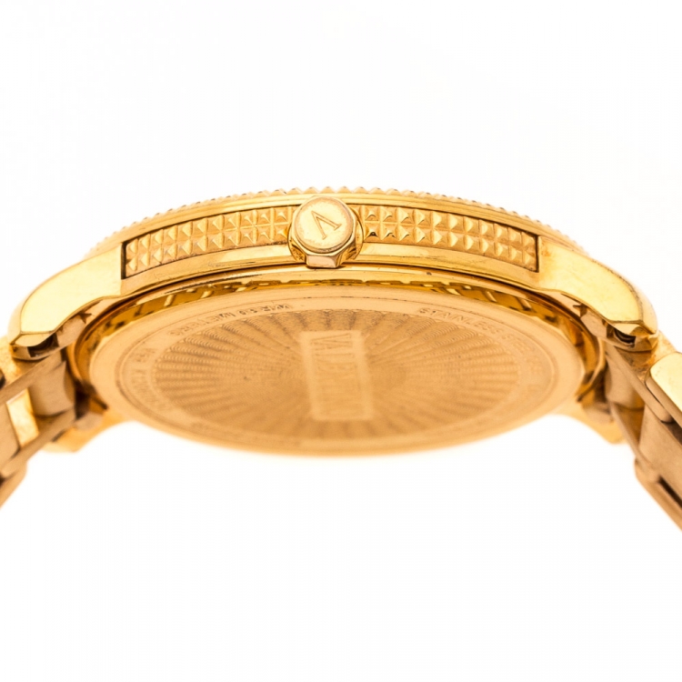 Pre Owned Valentino Black Rose Gold Plated Stainless Steel V56 Women's Wristwatch 36 mm