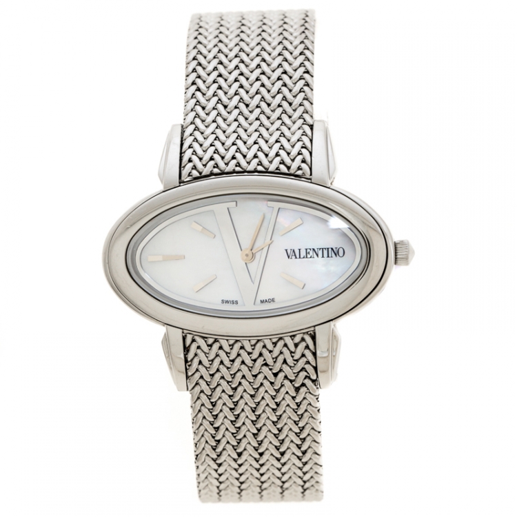 Valentino Mother of Pearl Stainless Steel V50SBQ9991S099 Oval Women's Wristwatch 40 mm | TLC