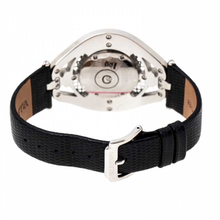 Pre Owned Valentino White Two Tone Stainless Steel Classic V58 Women's Wristwatch 42 mm
